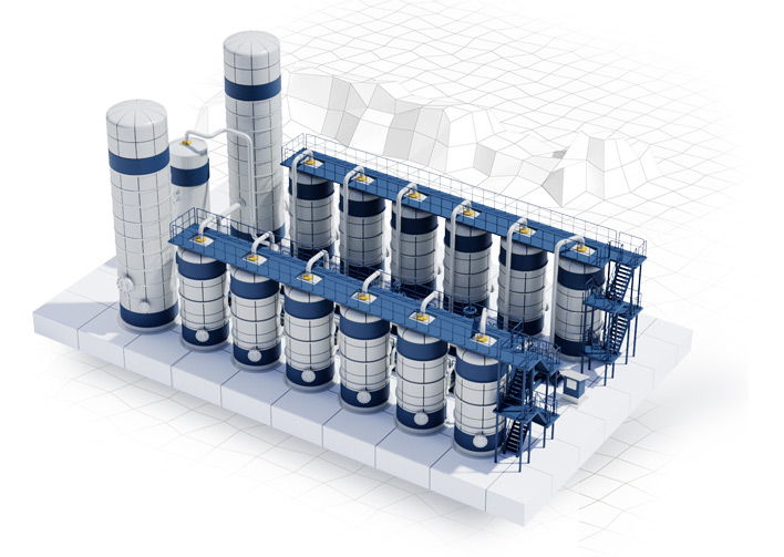 Short-node adsorption plants for hydrogen extraction and purification